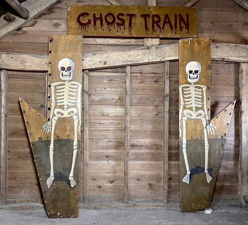 Early 20th Century Fairground Ghost Train Ride Front Panel set