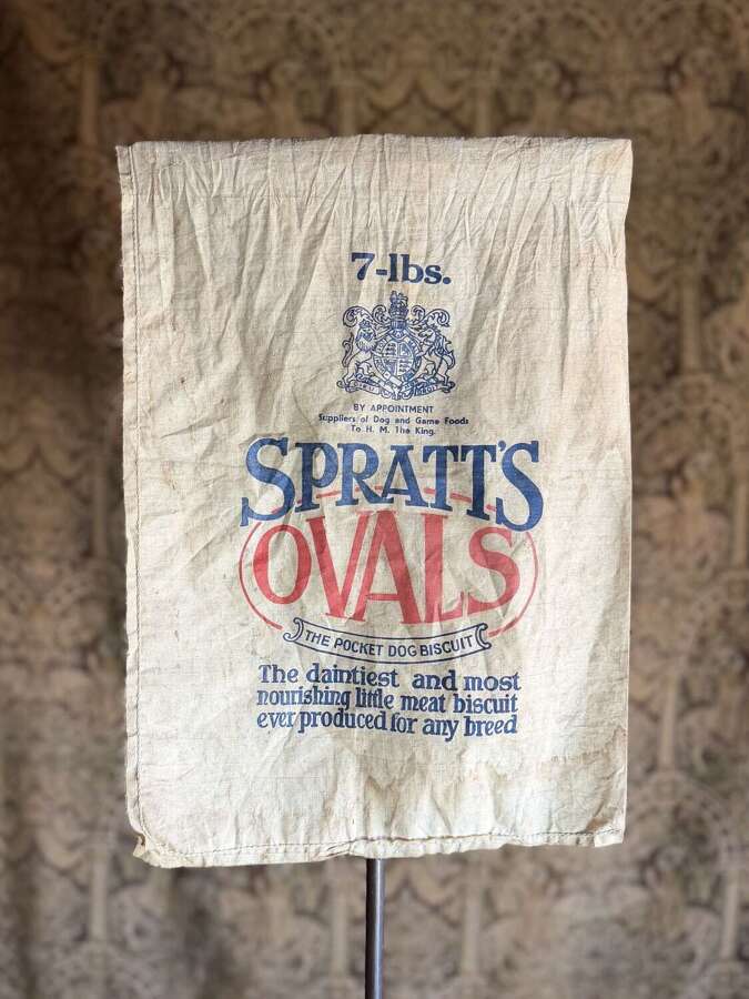Antique Advertising Spratts Oval Dog Biscuits Cloth bag