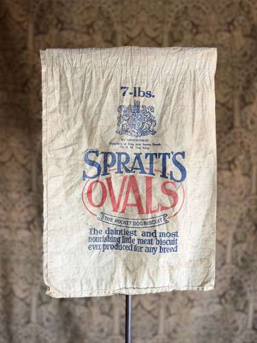 Antique Advertising Spratts Oval Dog Biscuits Cloth bag