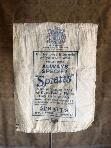 Antique Advertising Spratts Oval Dog Biscuits Cloth bag