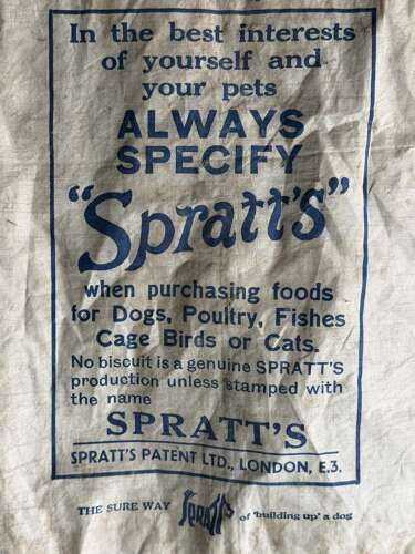 Antique Advertising Spratts Oval Dog Biscuits Cloth bag