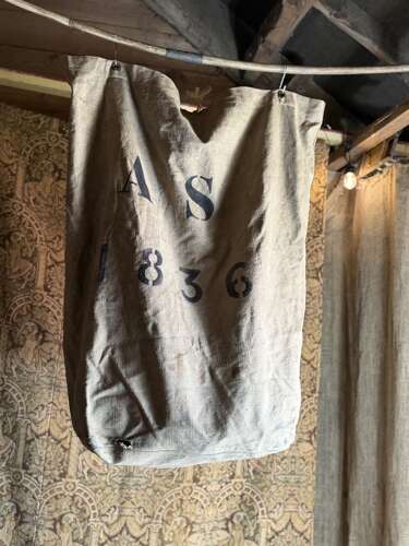 Antique Auguste Descamps-Angillis Textile Mill Canvas Sack