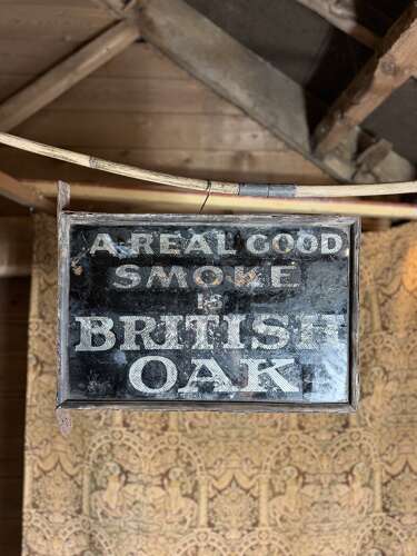 Antique Advertising British Oak Tobacco Shop Sign Reverse Painted