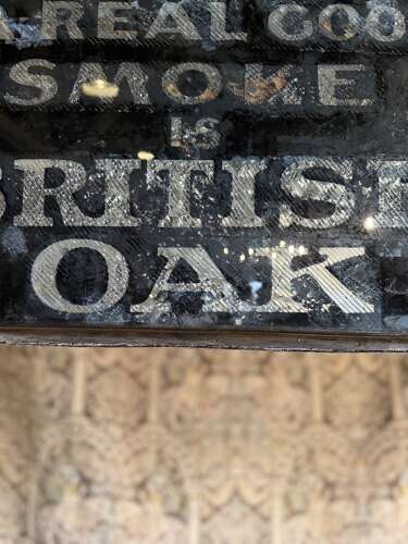 Antique Advertising British Oak Tobacco Shop Sign Reverse Painted