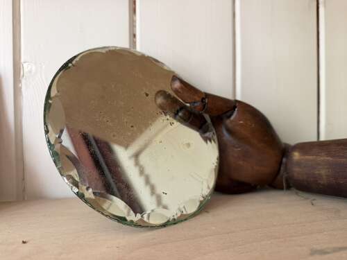 Antique Scalloped Bevelled Edged Art Deco foxed Mirror