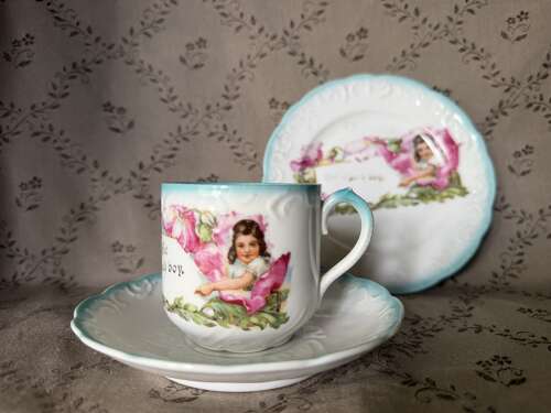Late 19th Century European “for a good boy” childrens ceramoc set