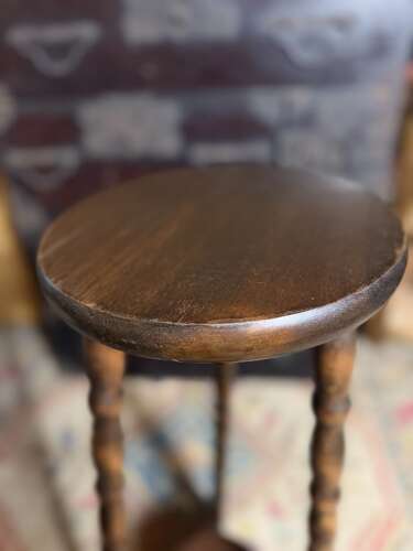 Long French Vintage Wooden Bobbin Stool/Jardinaire