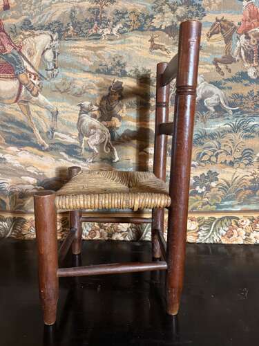 Antique Childrens Rush Seat Chair with turned detail