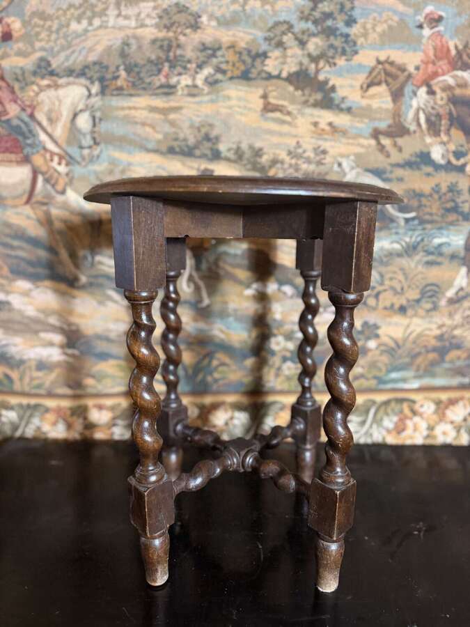 Antique Oak Barley Twist Side Table