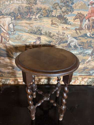 Antique Oak Barley Twist Side Table