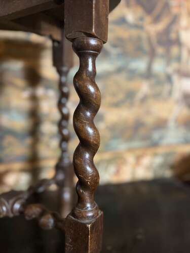 Antique Oak Barley Twist Side Table