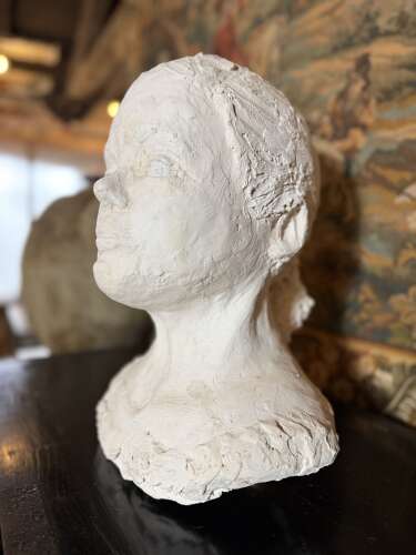 Contemporary Plaster Sculped Female Bust (unsigned)