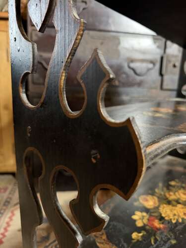 French Antique 19th Century Napoleon III Ebonised Floral Etagere Shelf