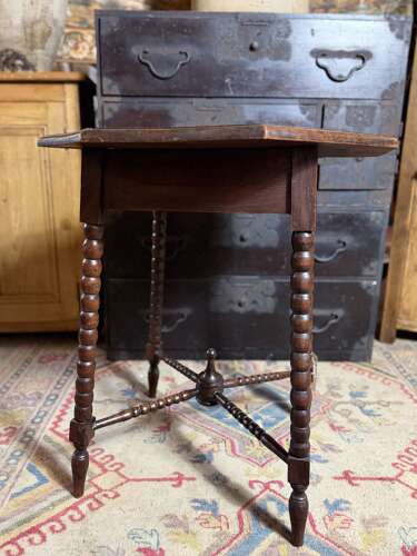 Antique Octagonal Carved Bobbin Table