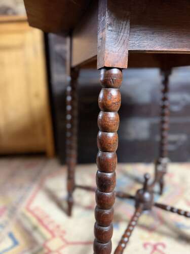 Antique Octagonal Carved Bobbin Table