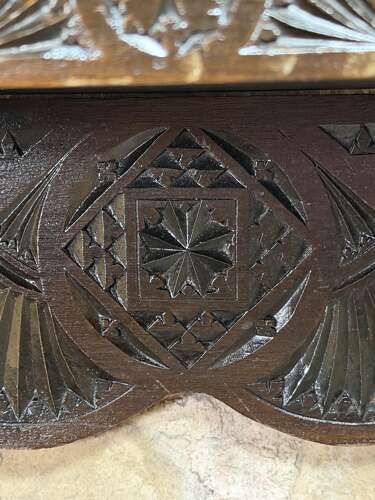 Antique European Chip Carved Folk Art Plate Rack 