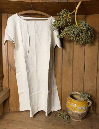 Antique French Rustic farm Chanvre Womens Smock Dress