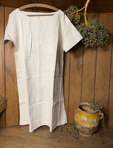 Antique French Rustic farm Chanvre Womens Smock Dress