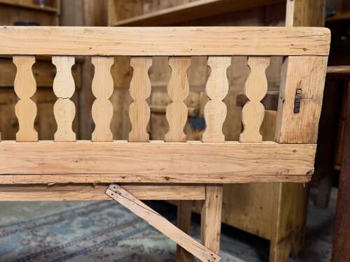 Antique 19th Century Continental Folk Pine Rustic Bench