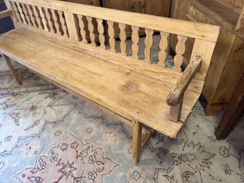 Antique 19th Century Continental Folk Pine Rustic Bench